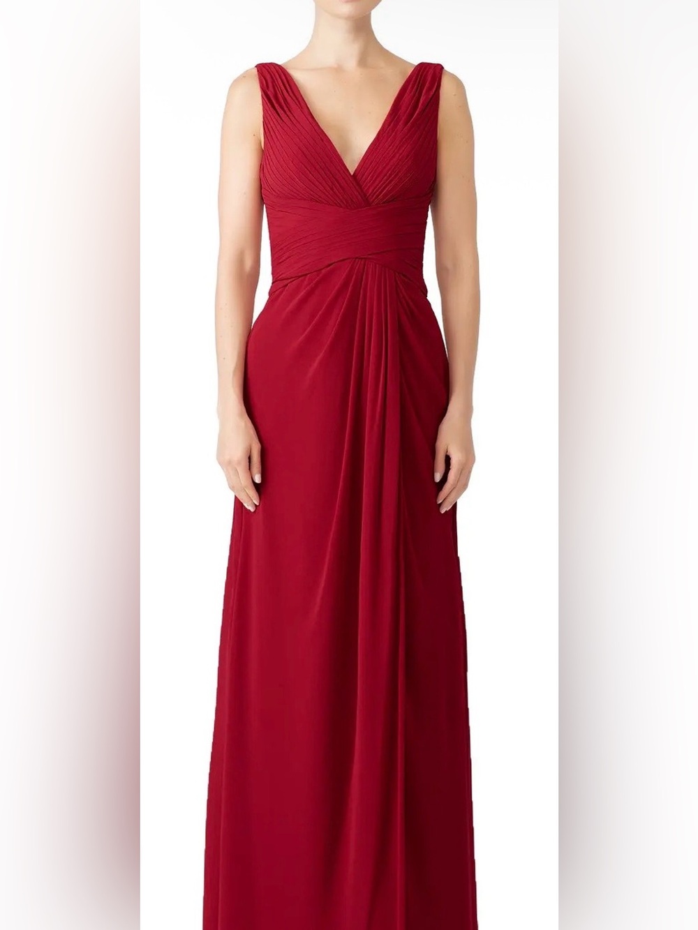 Elegant Women's Red Ruched by Empire Waist Dress